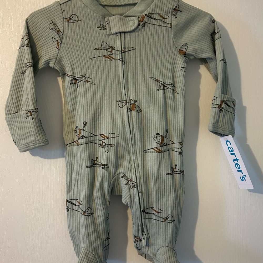 Carter's Green Airplane Print Kids One Piece